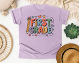 First Grade Pencil in Orchid Comfort Colors 1717 tee