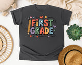 First Grade Pencil in Pepper Comfort Colors 1717 tee