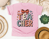 Teacher Stacked Bow in Blossom Comfort Colors 1717 tee