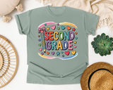 Second Grade Pencil Rainbow in Bay Comfort Colors 1717 tee