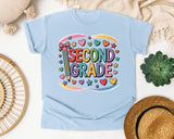 Second Grade Pencil Rainbow in Chambray Comfort Colors 1717 tee