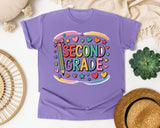 Second Grade Pencil Rainbow in Violet Comfort Colors 1717 tee