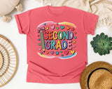 Second Grade Pencil Rainbow in Watermelon Comfort Colors 1717 tee