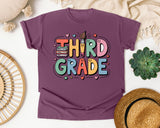 Third Grade Books Smiley in Berry Comfort Colors 1717 tee