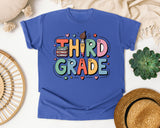 Third Grade Books Smiley in Flo Blue Comfort Colors 1717 tee