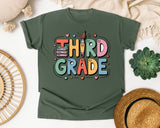 Third Grade Books Smiley in Moss Comfort Colors 1717 tee