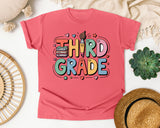 Third Grade Books Smiley in Watermelon Comfort Colors 1717 tee
