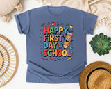 Happy First Day Of School Pencil in Blue Jean Comfort Colors 1717 tee