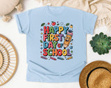 Happy First Day Of School Pencil in Chambray Comfort Colors 1717 tee