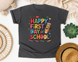 Happy First Day Of School Pencil in Pepper Comfort Colors 1717 tee