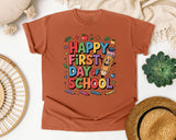 Happy First Day Of School Pencil in Yam Comfort Colors 1717 tee