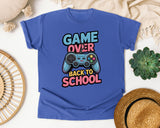 Game Over Back To School Controller in Flo Blue Comfort Colors 1717 tee