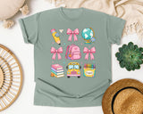 Back To School Supplies Pink Bow in Bay Comfort Colors 1717 tee
