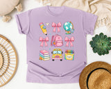 Back To School Supplies Pink Bow in Orchid Comfort Colors 1717 tee