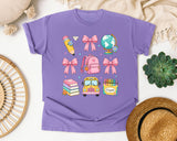 Back To School Supplies Pink Bow in Violet Comfort Colors 1717 tee
