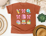Back To School Supplies Pink Bow in Yam Comfort Colors 1717 tee