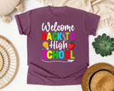 Welcome Back To High School in Berry Comfort Colors 1717 tee
