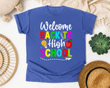 Welcome Back To High School in Flo Blue Comfort Colors 1717 tee
