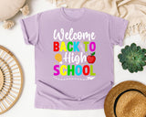 Welcome Back To High School in Orchid Comfort Colors 1717 tee