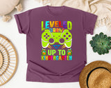 Leveled Up To Kindergarten in Berry Comfort Colors 1717 tee