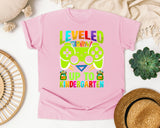 Leveled Up To Kindergarten in Blossom Comfort Colors 1717 tee