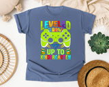 Leveled Up To Kindergarten in Blue Jean Comfort Colors 1717 tee