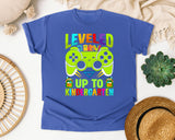 Leveled Up To Kindergarten in Flo Blue Comfort Colors 1717 tee