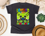 Leveled Up To Kindergarten in Graphite Comfort Colors 1717 tee