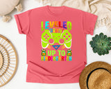 Leveled Up To Kindergarten in Watermelon Comfort Colors 1717 tee