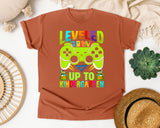 Leveled Up To Kindergarten in Yam Comfort Colors 1717 tee