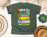 Back To School And Looking Cool Bus in Moss Comfort Colors 1717 tee