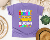 Back To School And Looking Cool Bus in Violet Comfort Colors 1717 tee