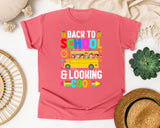 Back To School And Looking Cool Bus in Watermelon Comfort Colors 1717 tee