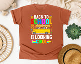 Back To School And Looking Cool Bus in Yam Comfort Colors 1717 tee