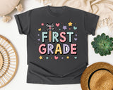 First Grade Bow Stars in Pepper Comfort Colors 1717 tee