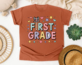 First Grade Bow Stars in Yam Comfort Colors 1717 tee