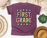 First Grade Pencil Hearts in Berry Comfort Colors 1717 tee