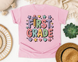 First Grade Pencil Hearts in Blossom Comfort Colors 1717 tee