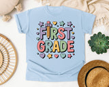 First Grade Pencil Hearts in Chambray Comfort Colors 1717 tee