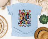 Happy First Day Of School Books in Chambray Comfort Colors 1717 tee