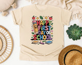 Happy First Day Of School Books in Ivory Comfort Colors 1717 tee