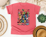 Happy First Day Of School Books in Watermelon Comfort Colors 1717 tee
