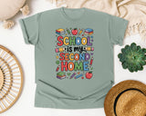 School Is My Second Home Books in Bay Comfort Colors 1717 tee