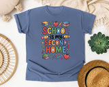 School Is My Second Home Books in Blue Jean Comfort Colors 1717 tee