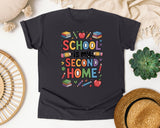 School Is My Second Home Books in Graphite Comfort Colors 1717 tee