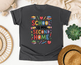 School Is My Second Home Books in Pepper Comfort Colors 1717 tee