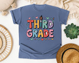 Third Grade Smiley in Blue Jean Comfort Colors 1717 tee