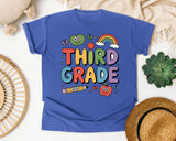 Third Grade Rainbow Frog in Flo Blue Comfort Colors 1717 tee