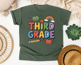 Third Grade Rainbow Frog in Moss Comfort Colors 1717 tee