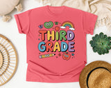 Third Grade Rainbow Frog in Watermelon Comfort Colors 1717 tee